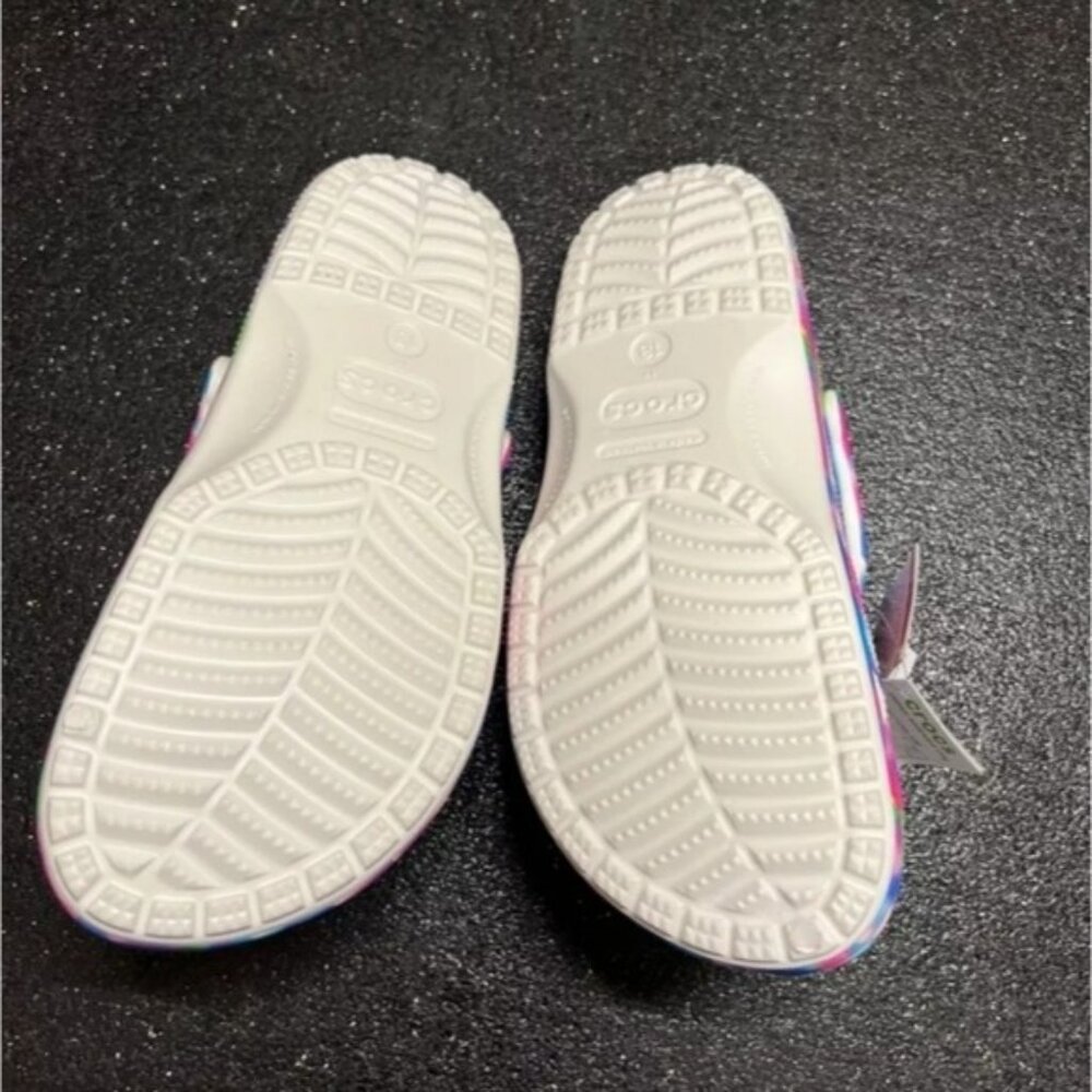 Crocs Sandals Clog Shoes Men's 13 Pink Rainbow Solarized Classic All over 122025 - Picture 5 of 9